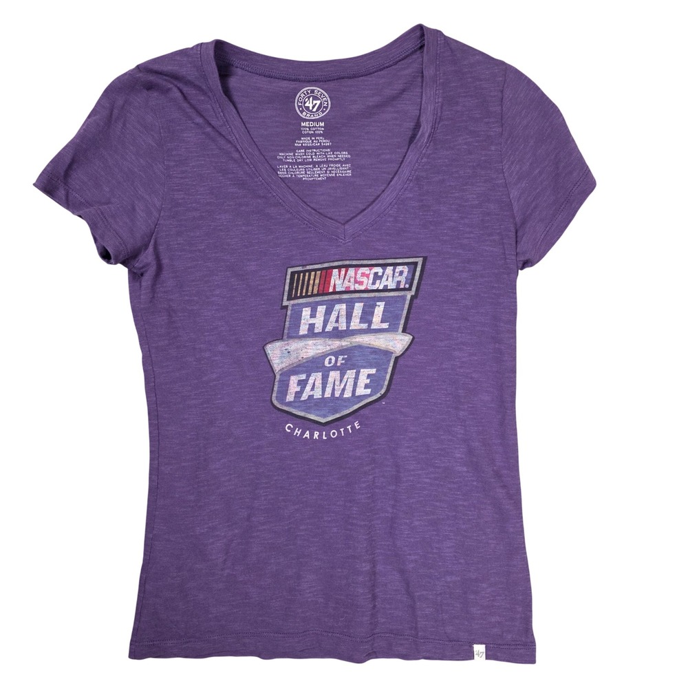 '47 Brand NASCAR Hall of Fame V-Neck Graphic Tee Womens M Cotton FAIR Relaxed